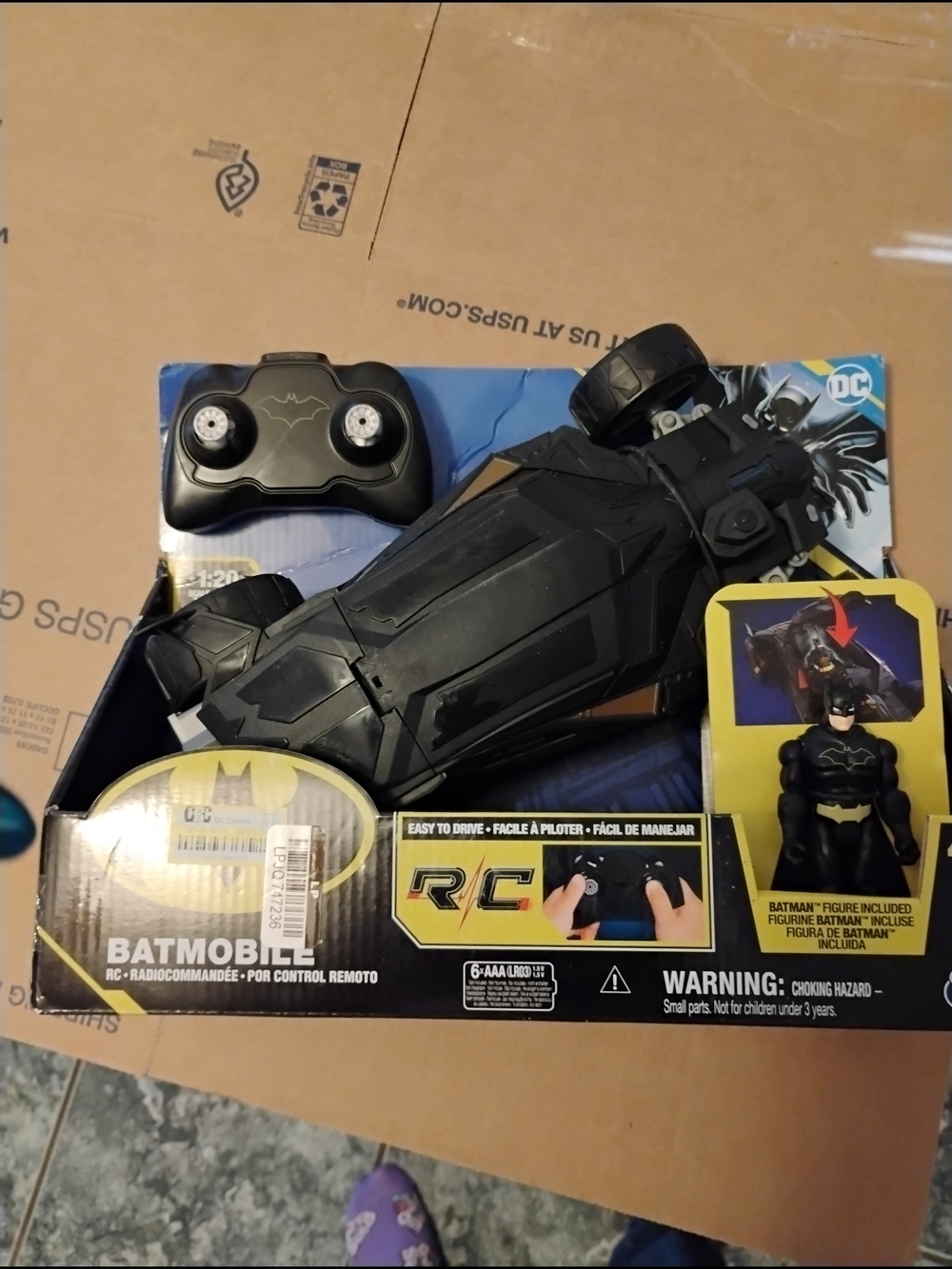 DC Black Batmobile RC with Controller and Batman Figure